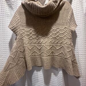 Moth Tan Cowl Neck Sweater with Intricate Knit